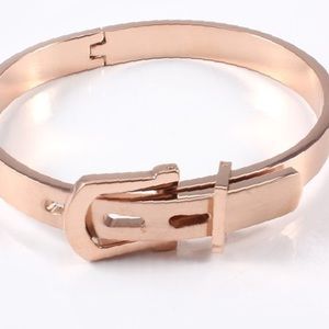 Belt Buckle Bracelet Rose Gold Over Stainless Steel